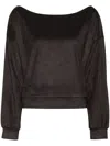 Cynthia Rowley Suede Wide-neck Sweatshirt In Schwarz