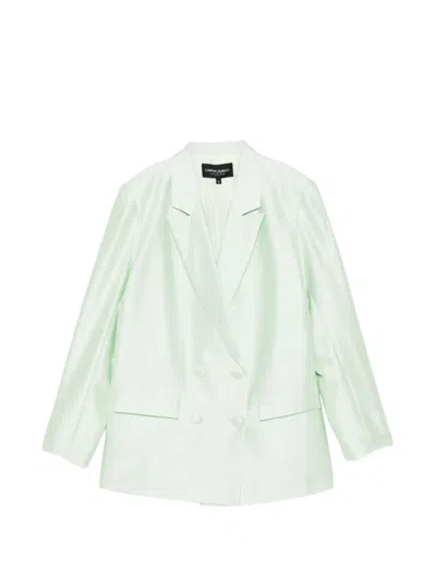 Cynthia Rowley Silk Wool Double Breasted Blazer In Yellow