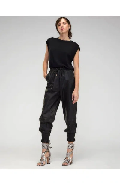 Cynthia Rowley The London Leather Jogger In Black