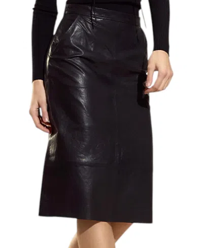 Cynthia Rowley The London Leather Midi Skirt In Black