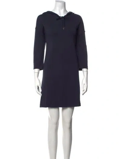 Pre-owned Cynthia Rowley Tie Neck Mini Dress In Blue