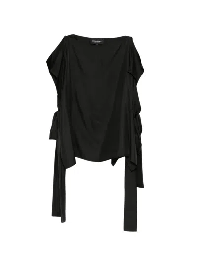 Cynthia Rowley Tie-fastening Boat-neck Top In Black