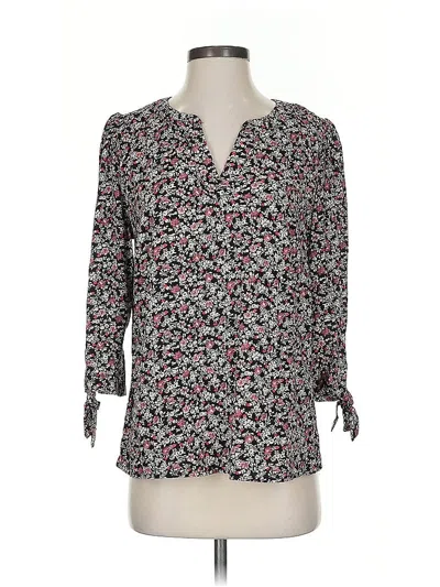 Pre-owned Cynthia Rowley Tjx 3/4 Sleeve Blouse In Black