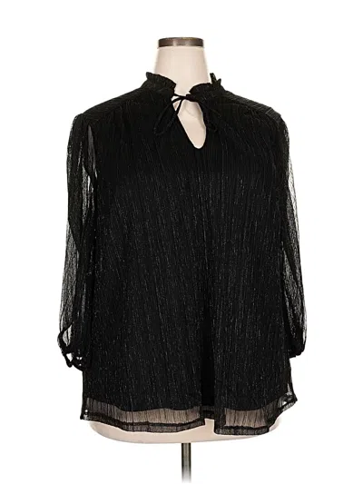 Pre-owned Cynthia Rowley Tjx 3/4 Sleeve Blouse In Black