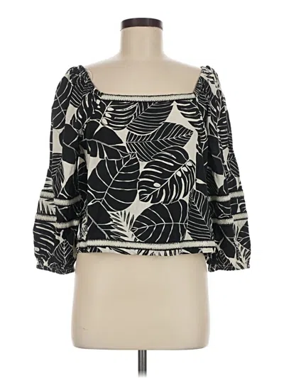 Pre-owned Cynthia Rowley Tjx 3/4 Sleeve Blouse In Black