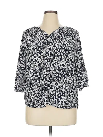 Pre-owned Cynthia Rowley Tjx 3/4 Sleeve Blouse In Blue