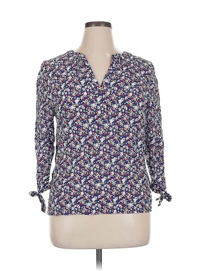 Pre-owned Cynthia Rowley Tjx 3/4 Sleeve Blouse In Blue