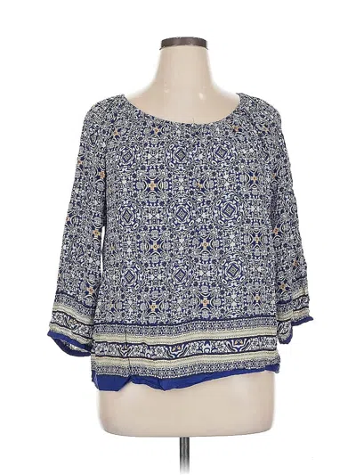 Pre-owned Cynthia Rowley Tjx 3/4 Sleeve Blouse In Blue