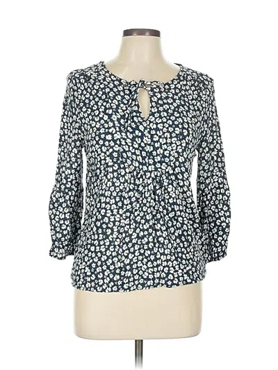 Pre-owned Cynthia Rowley Tjx 3/4 Sleeve Blouse In Blue