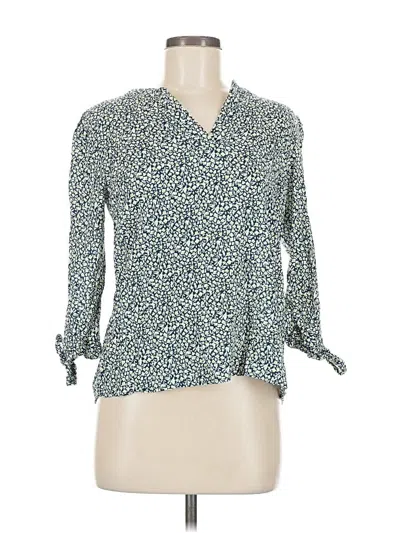 Pre-owned Cynthia Rowley Tjx 3/4 Sleeve Blouse In Blue