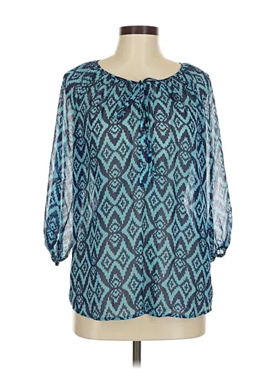 Pre-owned Cynthia Rowley Tjx 3/4 Sleeve Blouse In Blue
