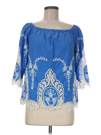 Pre-owned Cynthia Rowley Tjx 3/4 Sleeve Blouse In Blue