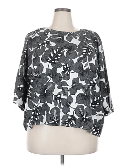 Pre-owned Cynthia Rowley Tjx 3/4 Sleeve Blouse In Gray