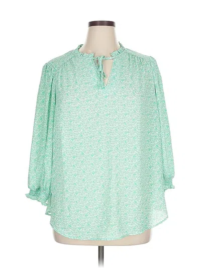 Pre-owned Cynthia Rowley Tjx 3/4 Sleeve Blouse In Green
