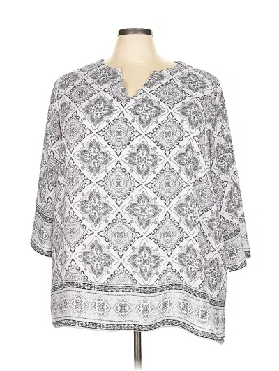 Pre-owned Cynthia Rowley Tjx 3/4 Sleeve Blouse In Silver