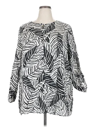 Pre-owned Cynthia Rowley Tjx 3/4 Sleeve Blouse In Silver