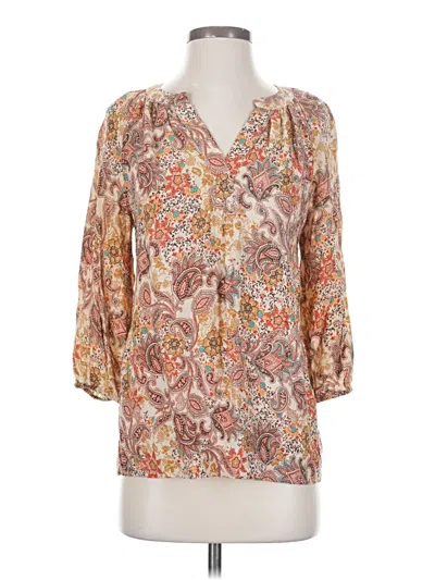 Pre-owned Cynthia Rowley Tjx 3/4 Sleeve Blouse In Tan
