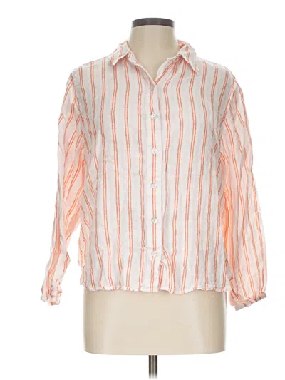 Pre-owned Cynthia Rowley Tjx 3/4 Sleeve Button Down Shirt In Orange