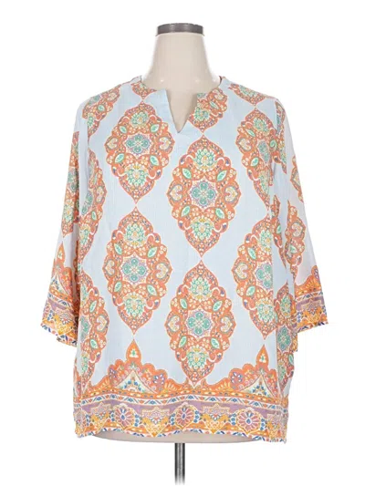 Pre-owned Cynthia Rowley Tjx 3/4 Sleeve T-shirt In Blue