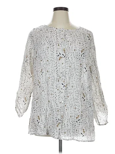 Pre-owned Cynthia Rowley Tjx Long Sleeve Blouse In Silver