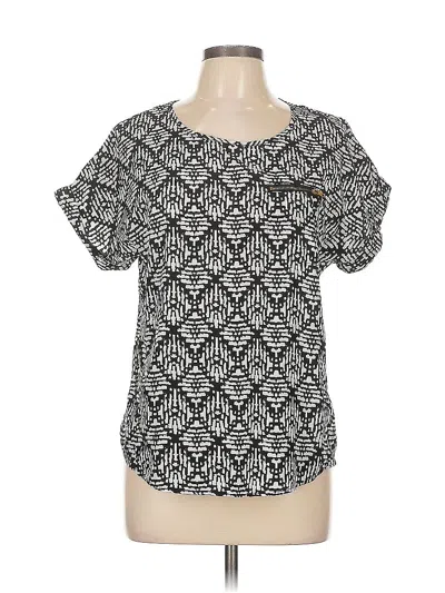 Pre-owned Cynthia Rowley Tjx Short Sleeve Blouse In Black