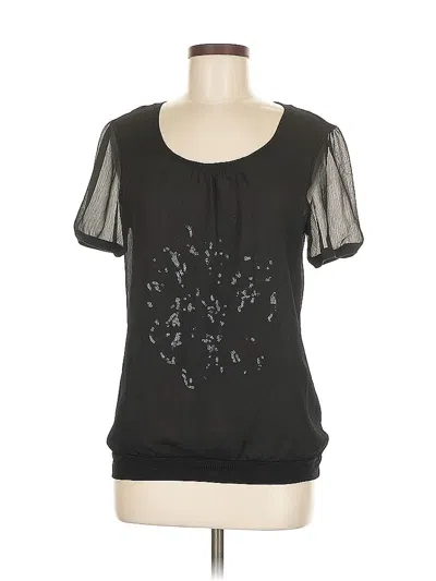 Pre-owned Cynthia Rowley Tjx Short Sleeve Blouse In Black