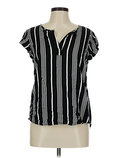 Pre-owned Cynthia Rowley Tjx Short Sleeve Blouse In Black