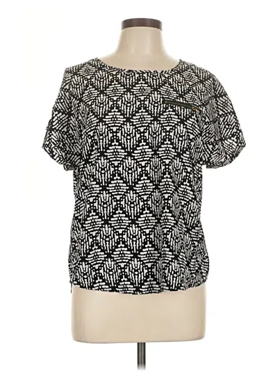 Pre-owned Cynthia Rowley Tjx Short Sleeve Blouse In Black