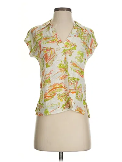 Pre-owned Cynthia Rowley Tjx Short Sleeve Blouse In Green