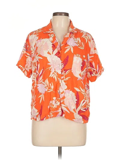Pre-owned Cynthia Rowley Tjx Short Sleeve Blouse In Orange