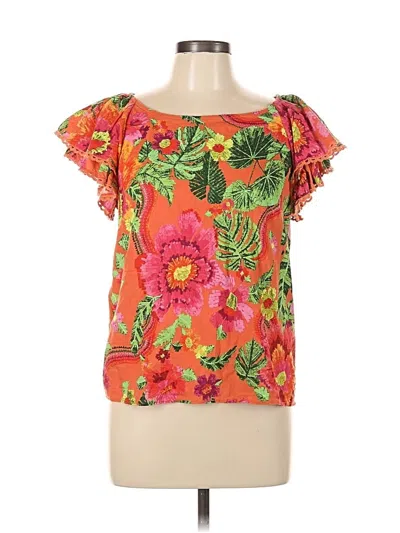 Pre-owned Cynthia Rowley Tjx Short Sleeve Blouse In Orange