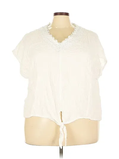Pre-owned Cynthia Rowley Tjx Short Sleeve Blouse In White