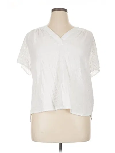 Pre-owned Cynthia Rowley Tjx Short Sleeve Blouse In White