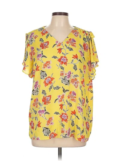 Pre-owned Cynthia Rowley Tjx Short Sleeve Blouse In Yellow