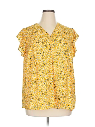 Pre-owned Cynthia Rowley Tjx Short Sleeve Blouse In Yellow