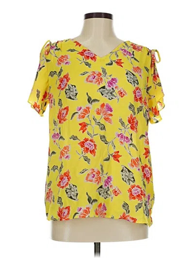 Pre-owned Cynthia Rowley Tjx Short Sleeve Blouse In Yellow