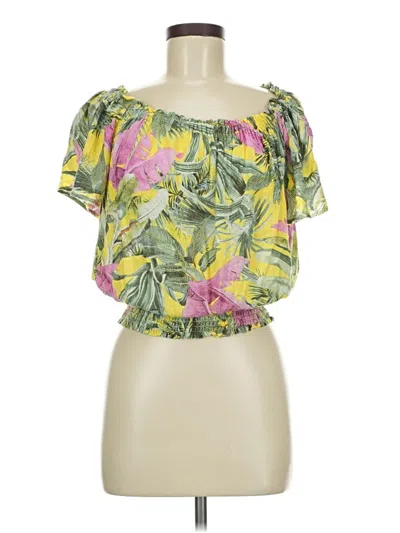 Pre-owned Cynthia Rowley Tjx Short Sleeve Blouse In Yellow