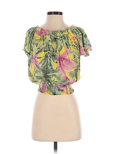Pre-owned Cynthia Rowley Tjx Short Sleeve Blouse In Yellow