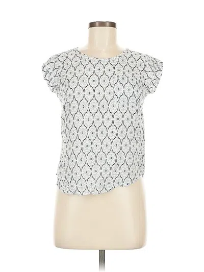 Pre-owned Cynthia Rowley Tjx Short Sleeve Top Silver Keyhole Neckline Tops