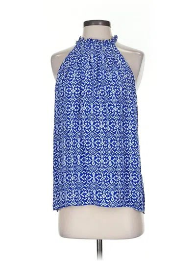 Pre-owned Cynthia Rowley Tjx Sleeveless Silk Top Blue Halter Neckline Tops
