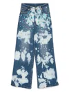 Cynthia Rowley Turquoise-stone Bleached Jeans In Blue