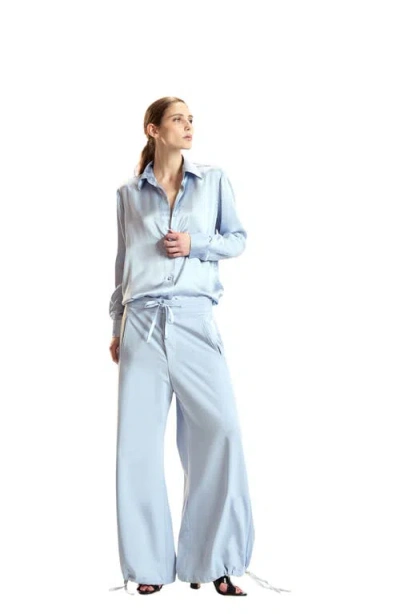Cynthia Rowley Tuxedo Stripe Wide Leg Pants In Blue