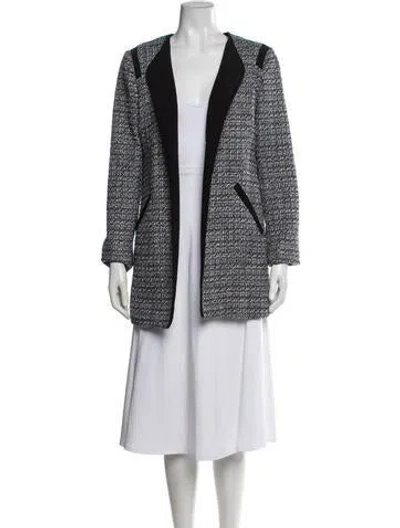 Pre-owned Cynthia Rowley Tweed Pattern Coat In Black