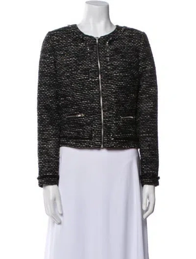 Pre-owned Cynthia Rowley Tweed Pattern Evening Jacket In Black