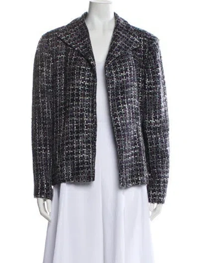 Pre-owned Cynthia Rowley Tweed Pattern Evening Jacket In Blue