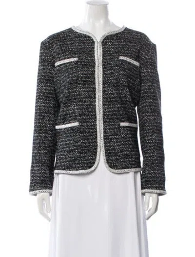 Pre-owned Cynthia Rowley Tweed Pattern Jacket In Black