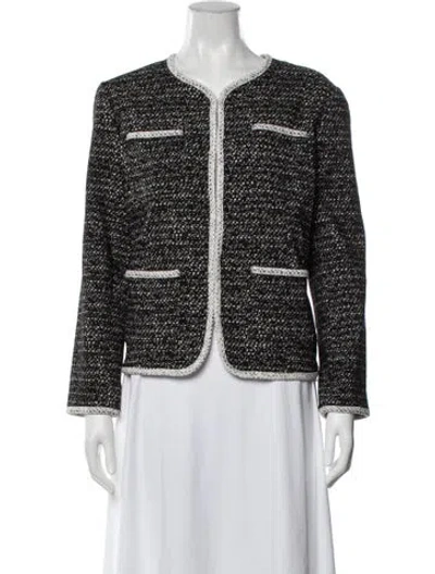 Pre-owned Cynthia Rowley Tweed Pattern Jacket In Black