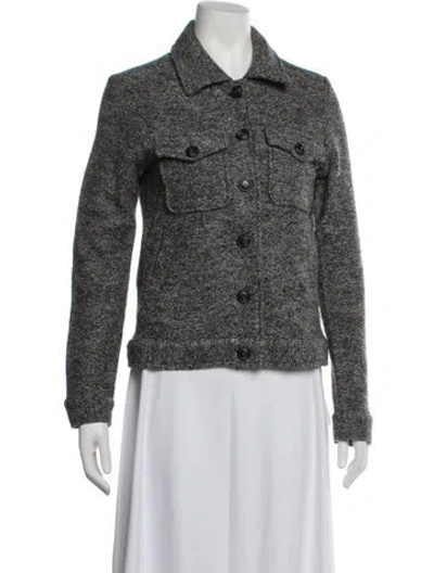 Pre-owned Cynthia Rowley Tweed Pattern Jacket In Black/grey