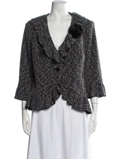 Pre-owned Cynthia Rowley Tweed Pattern Jacket In Grey