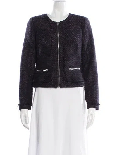 Pre-owned Cynthia Rowley Tweed Pattern Jacket In Purple
